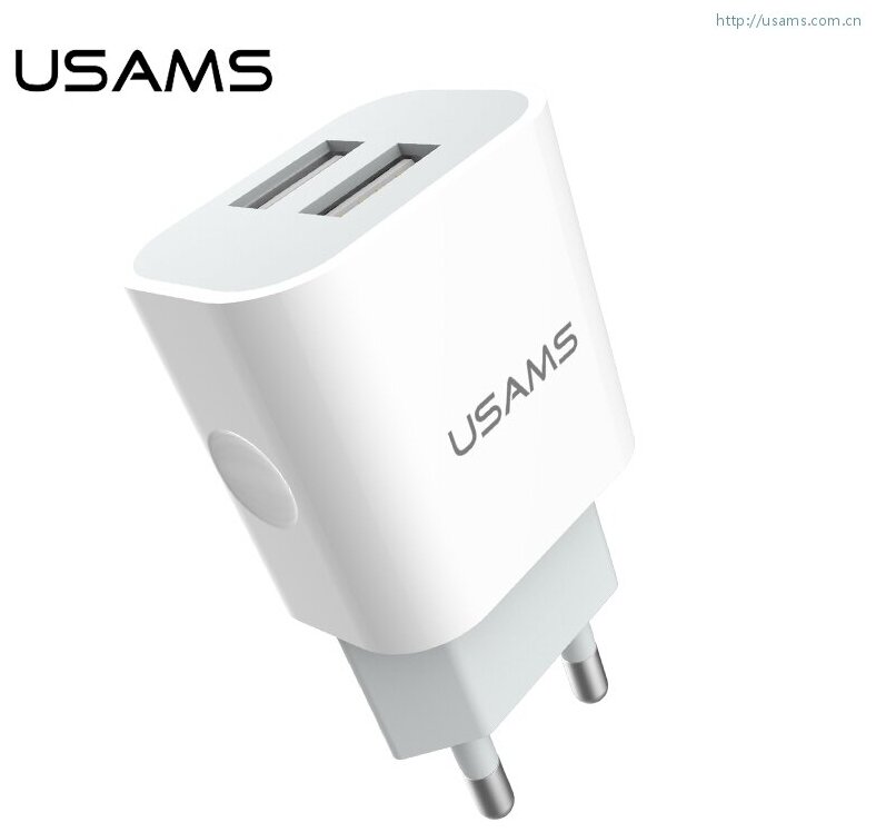 СЗУ USB 2.4A 2 выхода USAMS US-CC023 белый