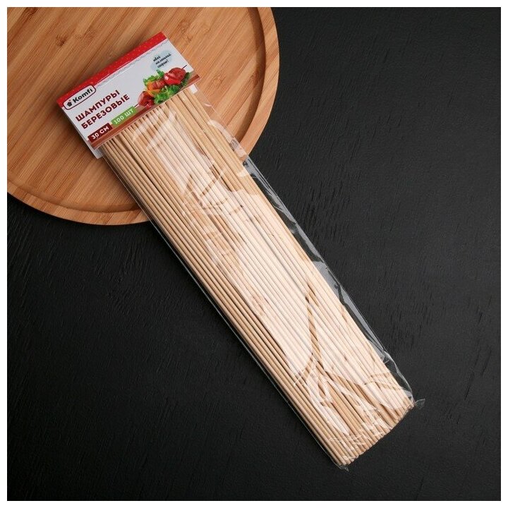 Шампур деревянный, 30×0,3 см, 100 шт, берёза - фотография № 3