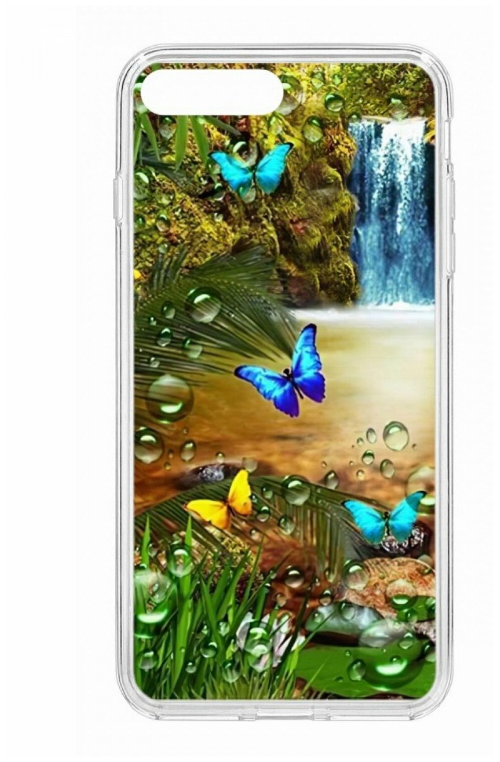 Чехол для iPhone 7 Plus/8 Plus Kruche Print Водопад,противоударная пластиковая накладка с рисунком,защитный силиконовый бампер с защитой камеры