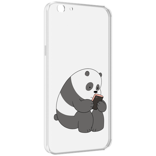 Чехол MyPads панда-в-телефоне для Oppo A77 / F3 (2017 год) задняя-панель-накладка-бампер