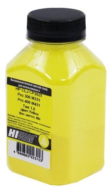 Тонер Hi-Black для HP CLJ CP2025/Pro 300 M351/Pro 400 M451, Тип 1.0, Y, 80 г, банка