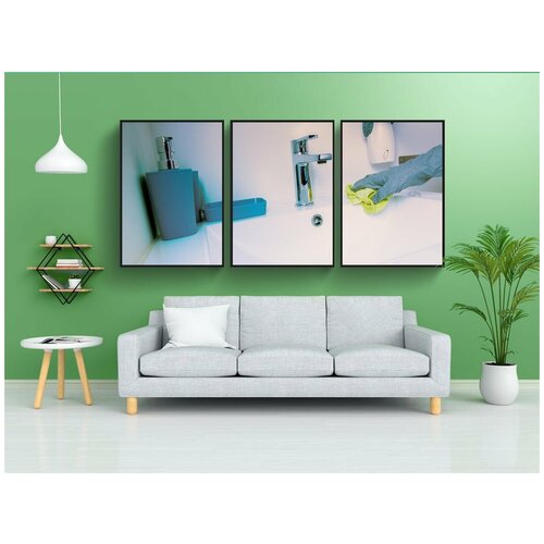 фото Набор модулных постеров для интерьера "чистота, уборщик, поддерживает" 60x90 см. в тубусе, без рамки lotsprints