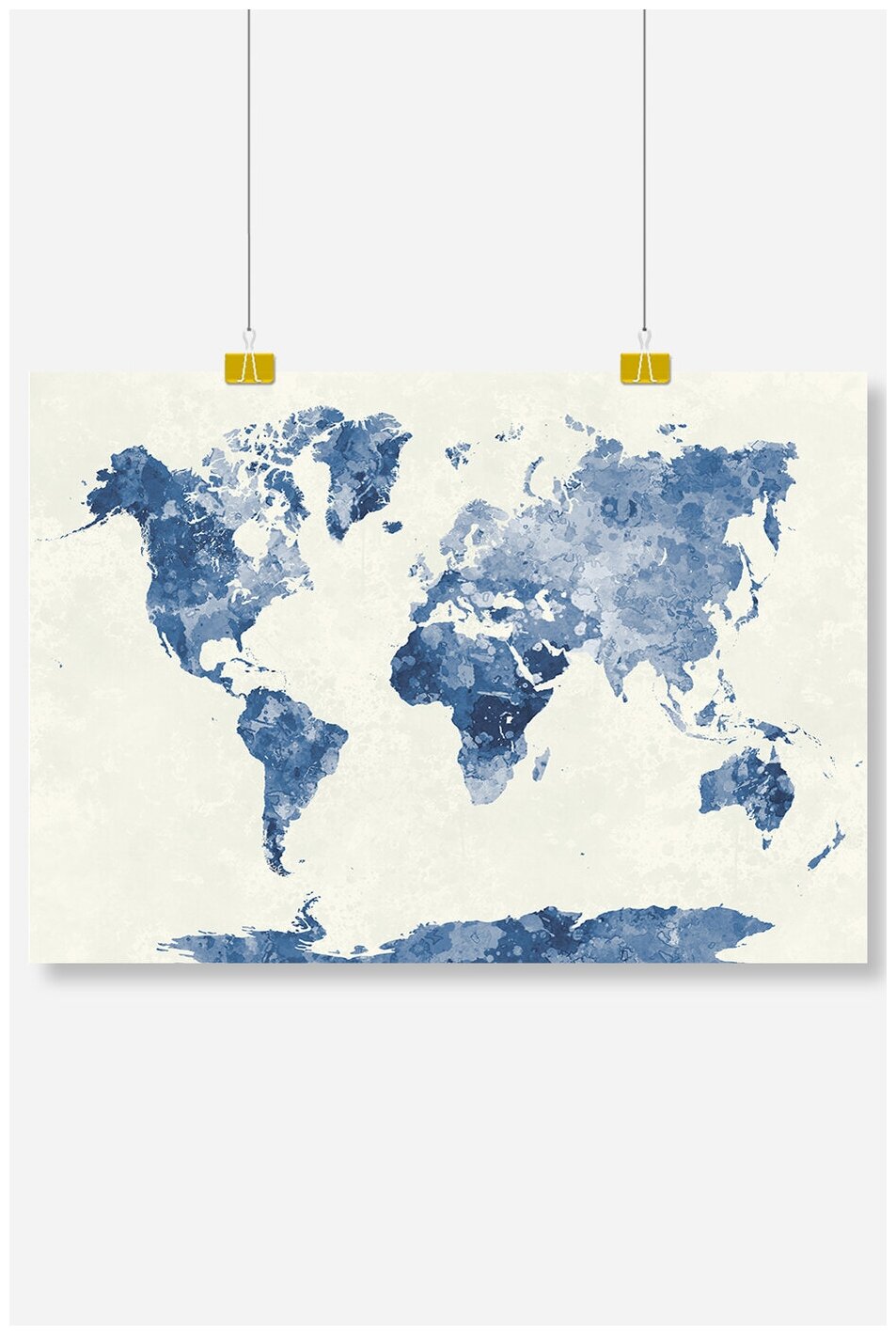 Постер на стену для интерьера Postermarkt Карта мира синяя  размер 40х50 см