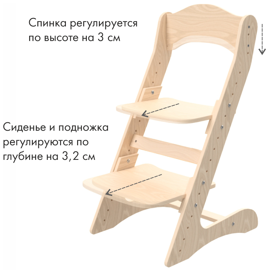 Растущий стул для детей "Компаньон" №1 прозрачное масло - фотография № 6
