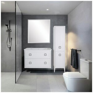 Комплект мебели для ванной ASB Woodline Рома 100 П (Белый)