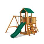 Деревянная детская игровая площадка KIDS Cтандарт SLP Systems - зеленая горка (4.0 х 3.6 м) - изображение