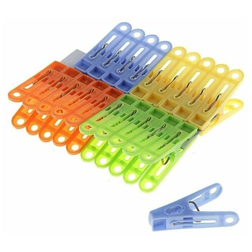 фото Kd/ прищепки бельевые, набор 20 шт., разноцветные, пластиковые 5,5 см, 20 шт.