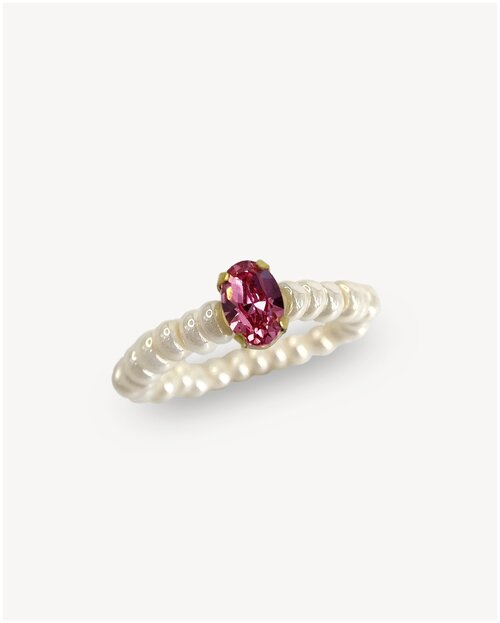 Кольцо из натурального жемчуга с кристаллом Swarovski /Сваровски /кольцо на резинке / кольцо бижутерия женское/ украшение