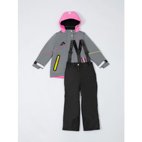 Комплект верхней одежды Oldos Дина , размер 110, серый, розовый куртка oldos дина размер 110 серый розовый