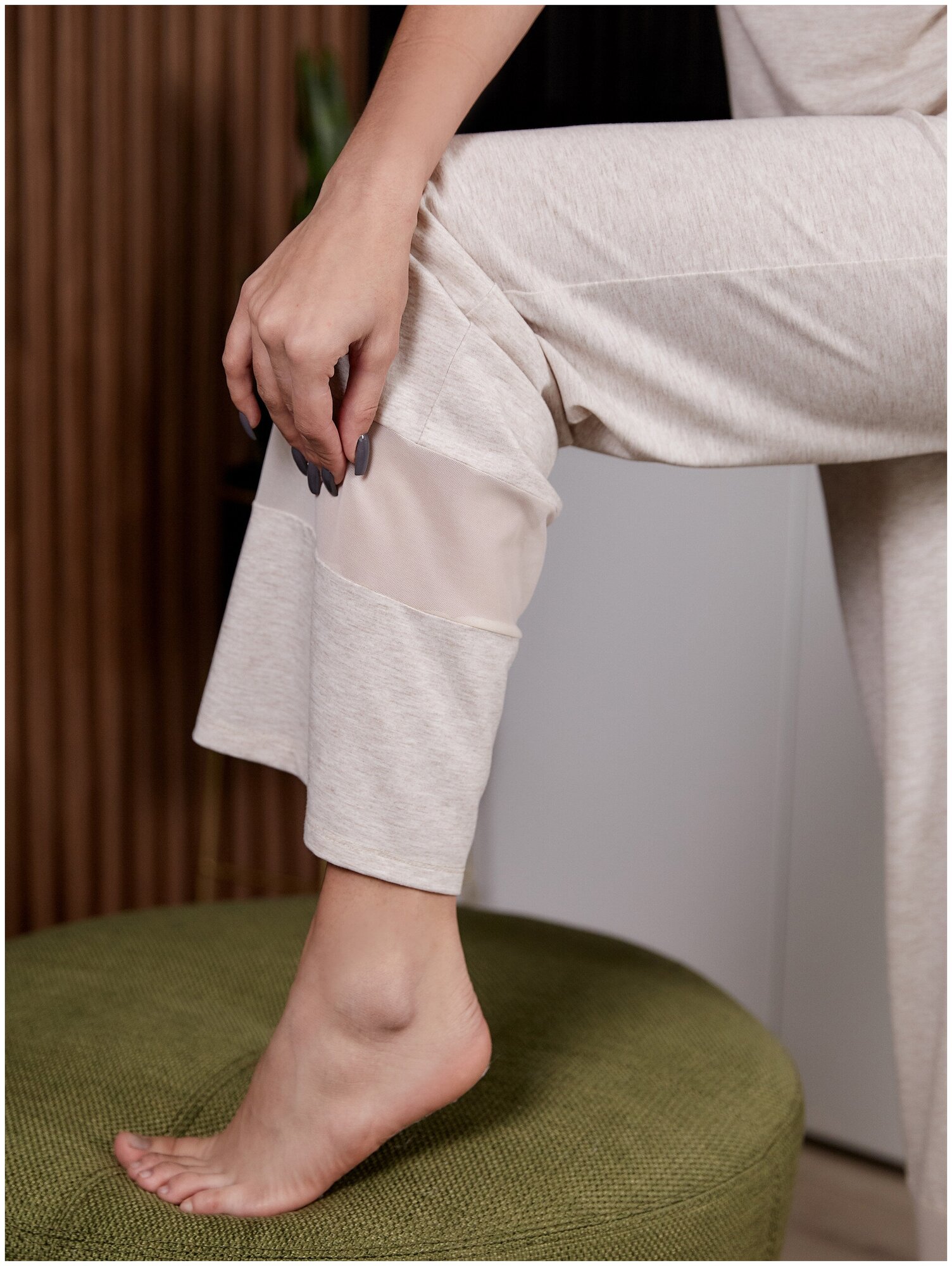 Пижама со штанами кружевная Mon Plaisir, арт. 49195542, бежевый меланж, размер 48 - фотография № 7