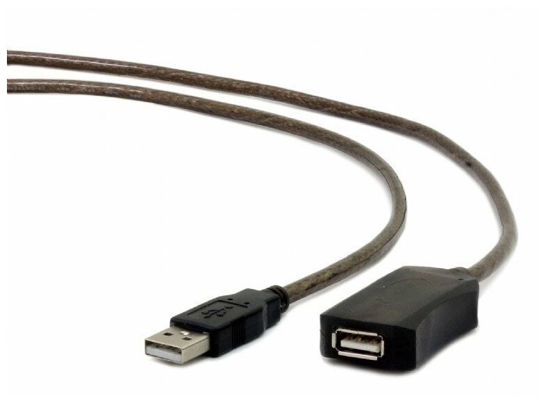 Cablexpert Кабель-удлинитель USB2.0 активный, AM/AF, медь, двойн. экран, 15м, полупрозрач, пакет, UAE-01-15M