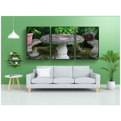 фото Набор модулных постеров для интерьера "таблица, каменный стол, гостиный уголок" 60x90 см. в тубусе, без рамки lotsprints