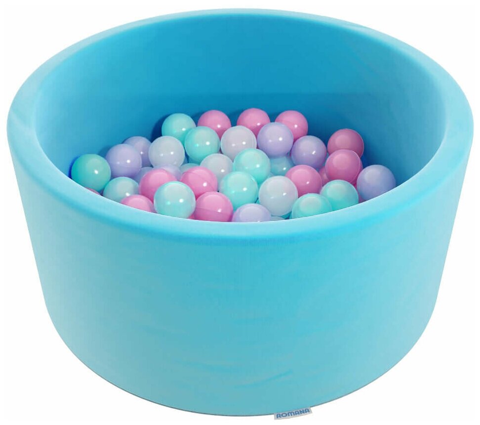 Бассейн для шариков / Сухой бассейн Romana Airpool Easy бирюзовый + 150 розовых шариков - фотография № 1