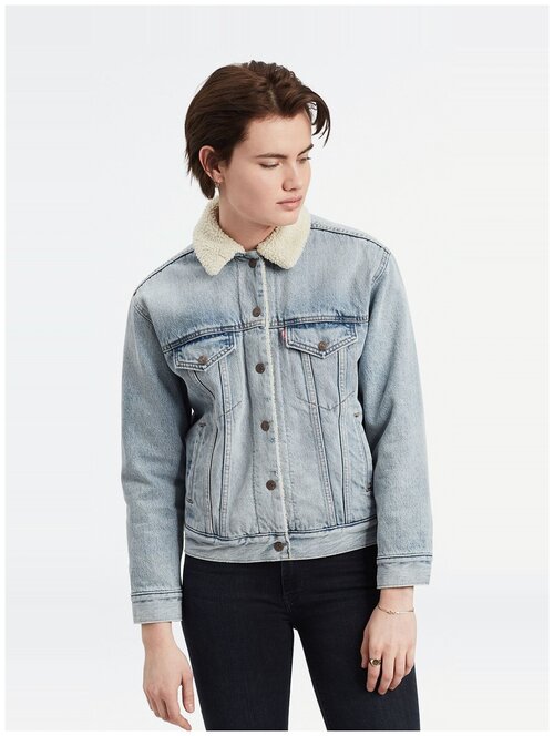 Джинсовая куртка  Levis Ex-Boyfriend Sherpa Trucker Jacket, размер L, голубой