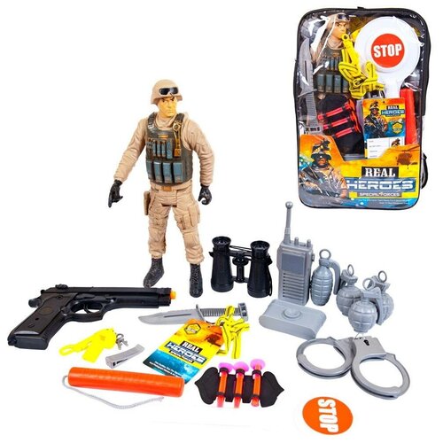 фото Игровой набор junfa военный в рюкзачке, 20 предметов junfa toys