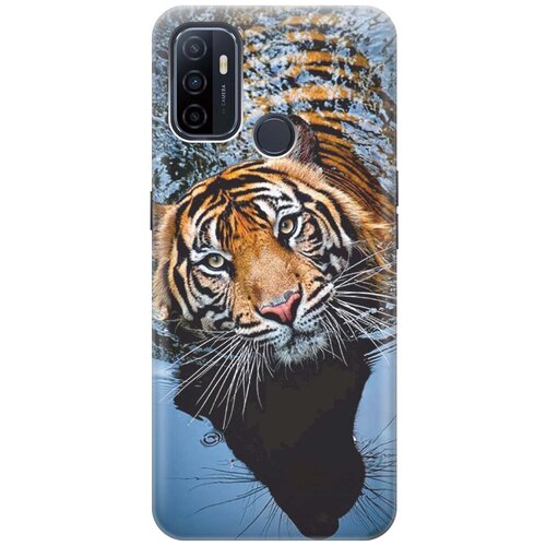 фото Re:pa чехол - накладка artcolor для oppo a53 (2020) / a32 с принтом "тигр купается"