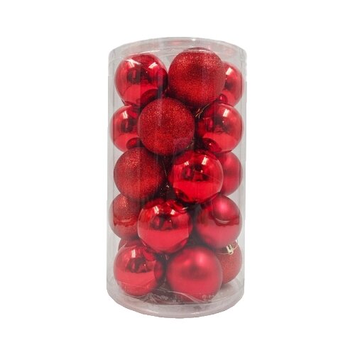 фото Набор елочных шаров winter glade 60125g003, красный, 6 см, 25 шт.