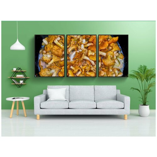 фото Набор модулных постеров для интерьера "грибы, лисички, приготовление еды" 60x90 см. в тубусе, без рамки lotsprints