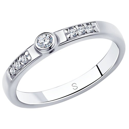 Кольцо помолвочное SOKOLOV, серебро, 925 проба, родирование, фианит, размер 16, белый помолвочное кольцо из серебра с фианитами 89010006 18