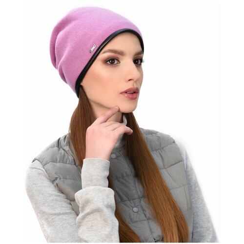 фото Шапка landre, демисезон/зима, шерсть, подкладка, утепленная, размер 56-59, фиолетовый, розовый