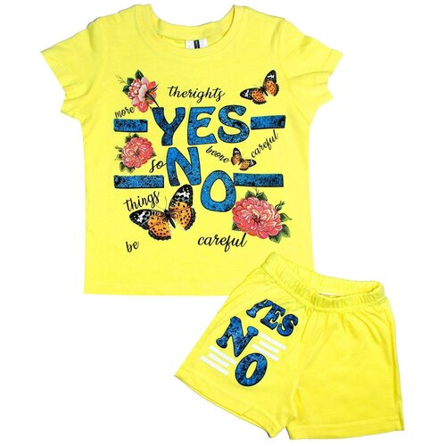 Комплект одежды  MUXSI для девочек, футболка и шорты, повседневный стиль, размер 28, желтый