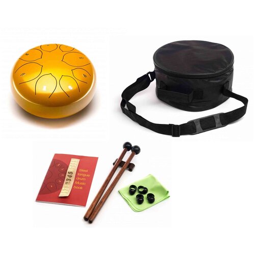 Комплект Глюкофон Фа мажор 25см + аксессуары, Dzen Music Золотистый