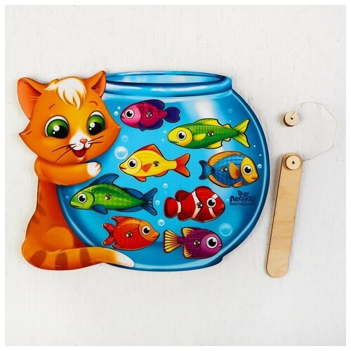 настольная игра для малышей большой маленький Магнитная рыбалка «Кот», головоломка