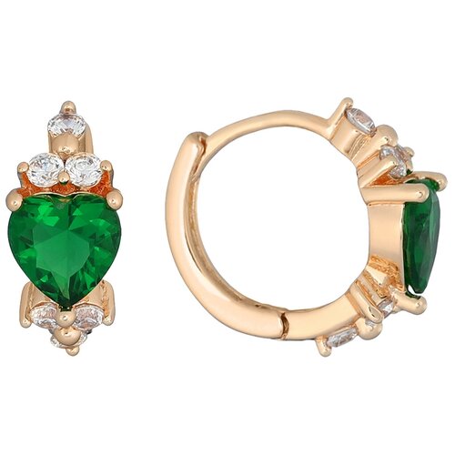 Серьги Baryshnikov бижутерия сердечки зеленые