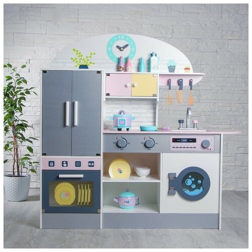 фото Игровой набор «кухонный модуль «счастье»» с деревянной посудой noname