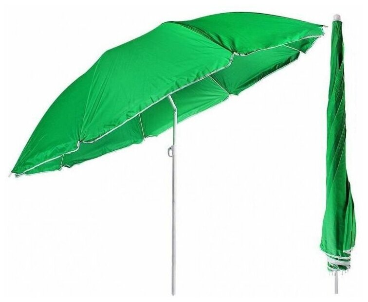 Зонт Пляжный С Наклоном D=240, + Стойка 28/32Мм, Полиэстер 210D, Зеленый, Eurica (арт. 681666)