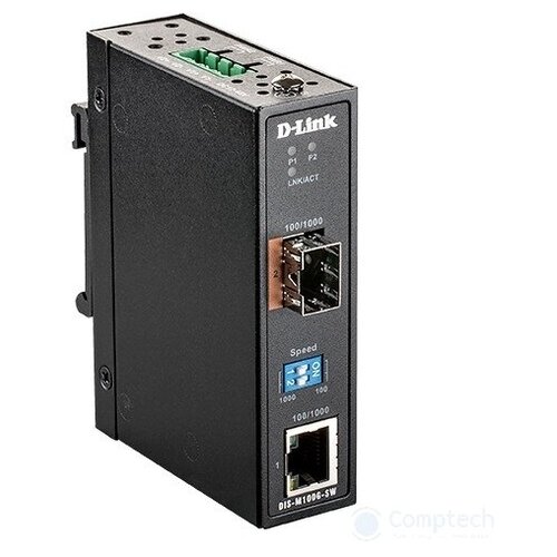 Промышленный медиаконвертер D-Link DIS-M100G-SW/A1A с 1 портом 100/1000Base-T и 1 портом 100/1000Base-X SFP