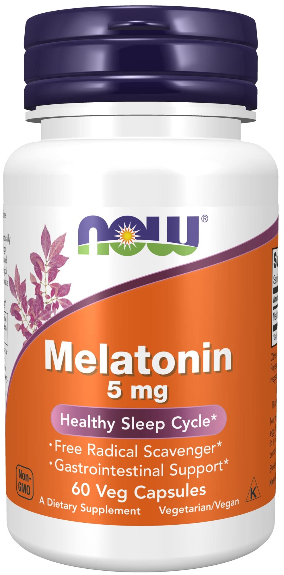 Капсулы NOW Melatonin, 60 г, 5 мг, 60 шт.