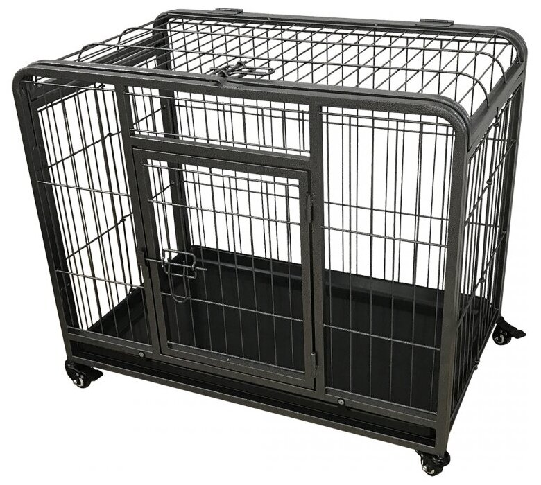 Клетка на колесах для животных до 20кг., DUVO+ "Heavy Duty Crate", две двери, 79х53х61см, чёрная - фотография № 1