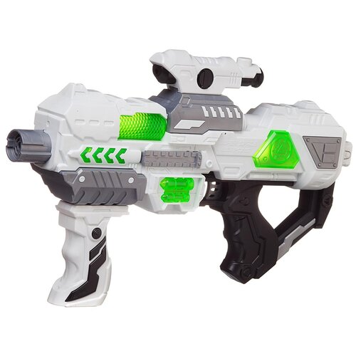 Бластер Junfa Space Weapon DQ-03430, 39.5 см, белый/зеленый бластер junfa space weapon свет звук 39 5х7х25 см dq 03430