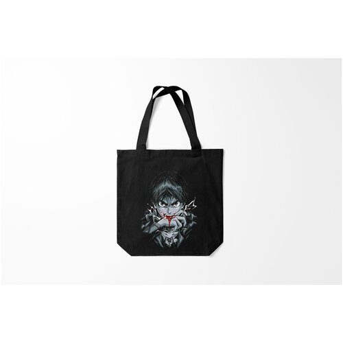 фото Сумка-шоппер / 40х40 см / аниме / атака титанов эрен йегер кусает руку burnettie