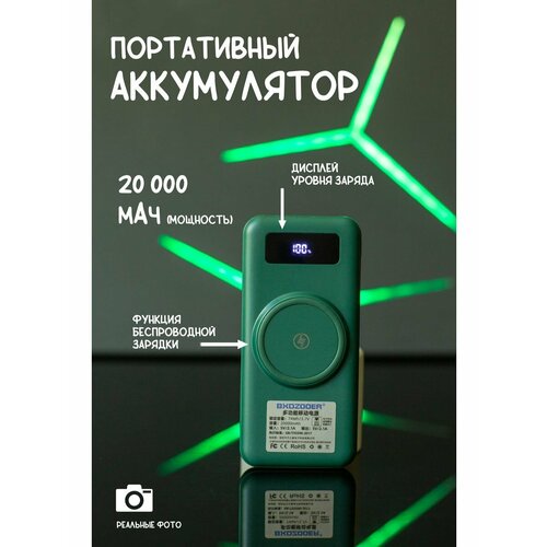 Повербанк с беспроводной зарядкой и шнурами 1850₽