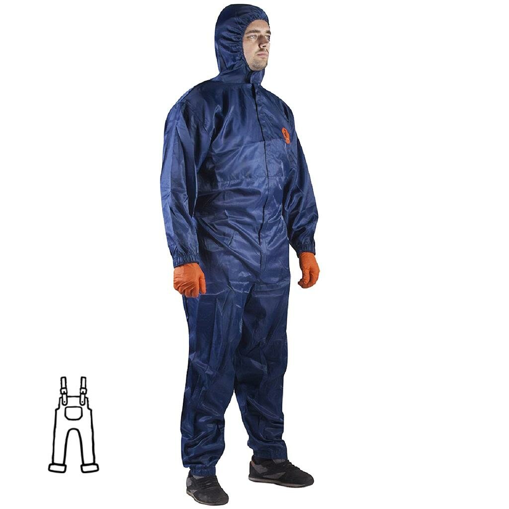 фото Комбинезон многоразовый защитный с капюшоном JetaSafety JPC75b синий р. М