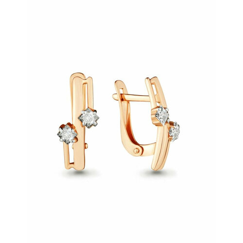 Серьги Amarin Jewelry, красное золото, 585 проба, фианит, золотой