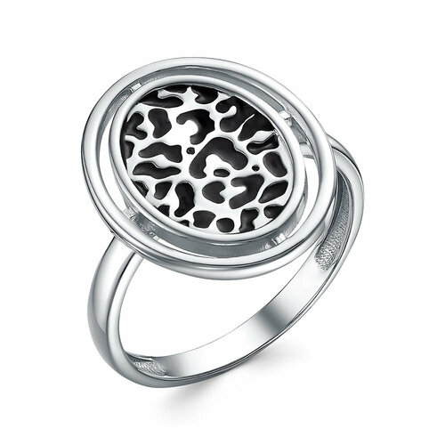 Кольцо Яхонт, серебро, 925 проба, эмаль, размер 18, черный