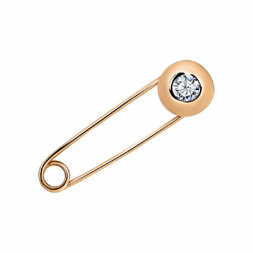 Брошь Del'ta, красное золото, 585 проба, фианит