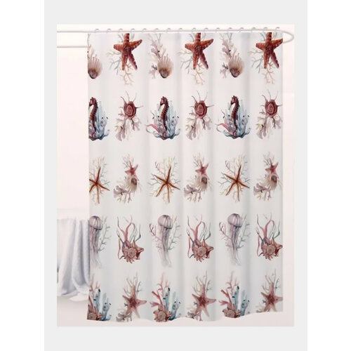Штора для ванной Морские жители 180 х 180 без колец 2099₽