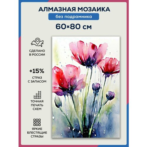 Алмазная мозаика 60x80 Акварельные маки без подрамника