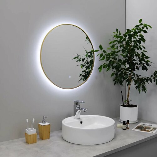 Зеркало Fixsen FX-1070G 70x70 см с LED-подсветкой сенсорным выключателем диммером золотой матовый 13151₽