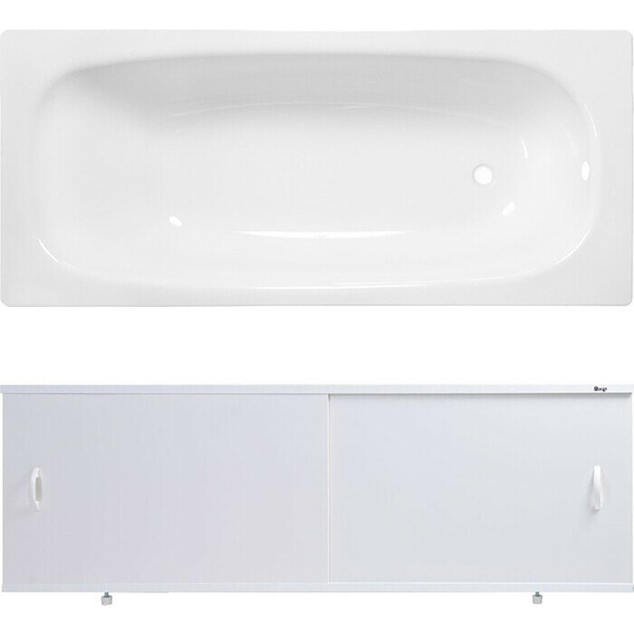 фото Ванна стальная ВИЗ Reimar 150x70 с экраном Emmy Эко и ножками, белая орхидея