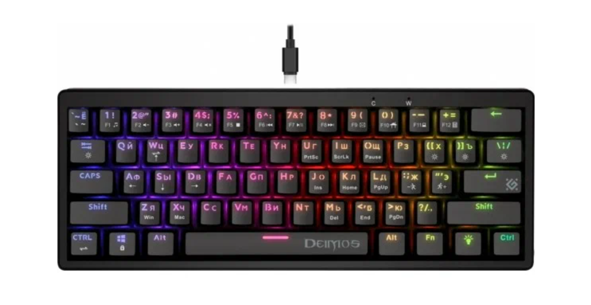 Клавиатура Defender механическая Deimos GK-303 RU, RGB,61кн, розов. свитчи, черн.