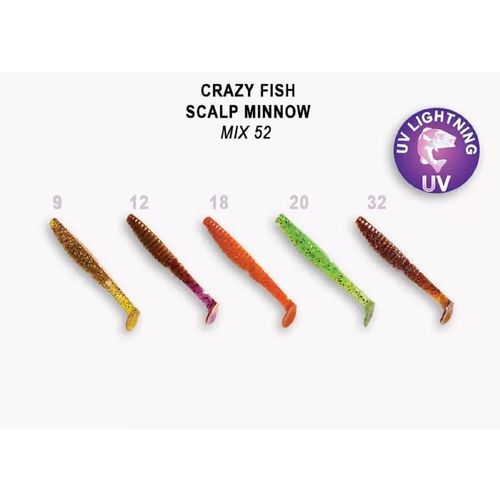 Силиконовая приманка мягкая съедобная Crazy Fish Scalp Minnow 3.2