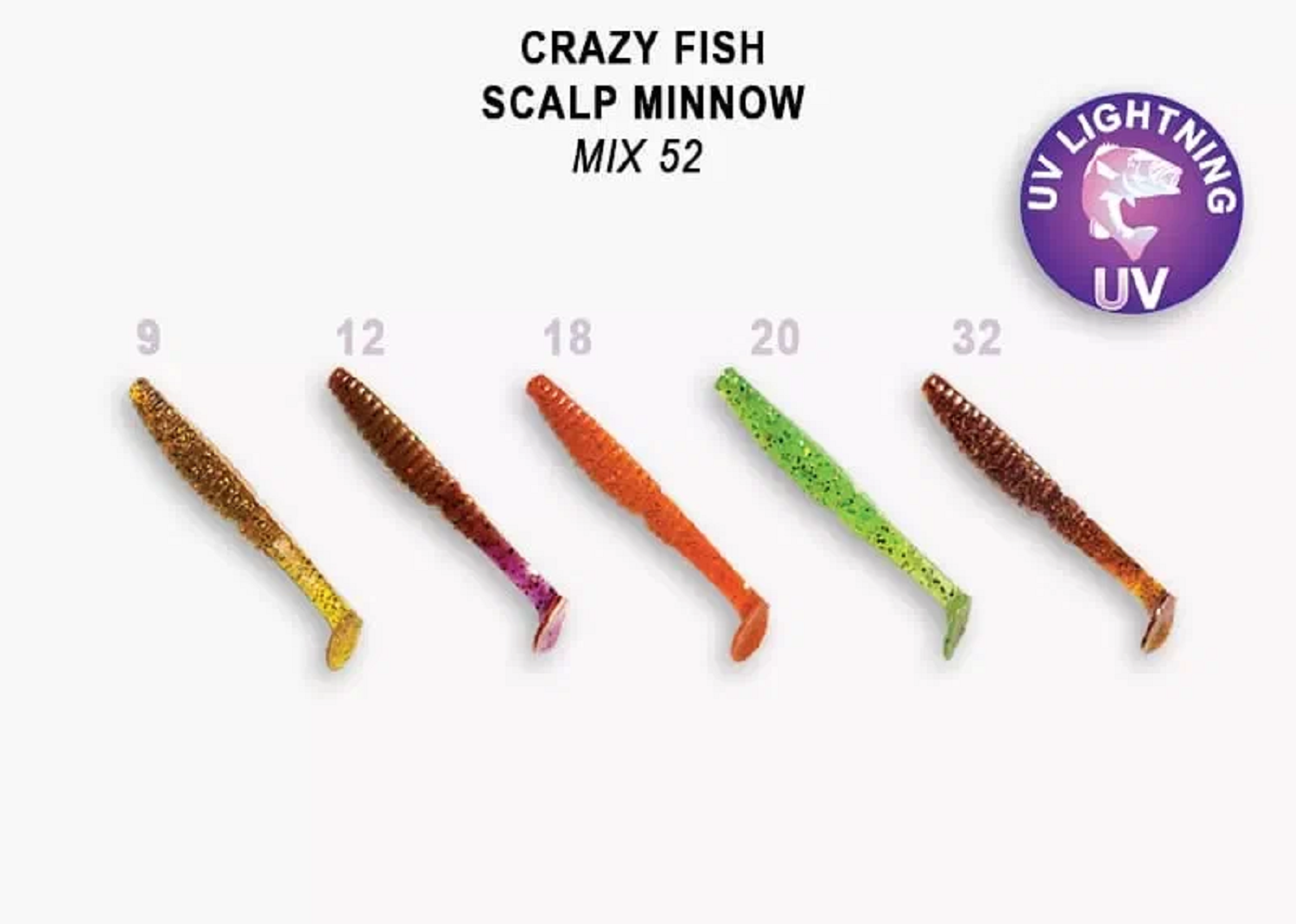 Силиконовая приманка мягкая съедобная Crazy Fish Scalp Minnow 3.2" 80 мм 7-80-М52-6 5 шт.