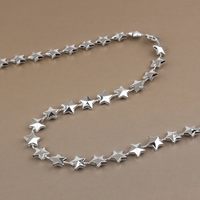 Арт Узор Бусы на нитях «Звёзды» 10 мм 2 м цвет серебряный