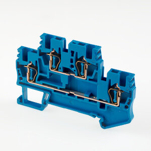 AKK2.5-BL двухуровневая клемма 2.5 mm2 проходная безвинтовая Dinkle цвет синий.