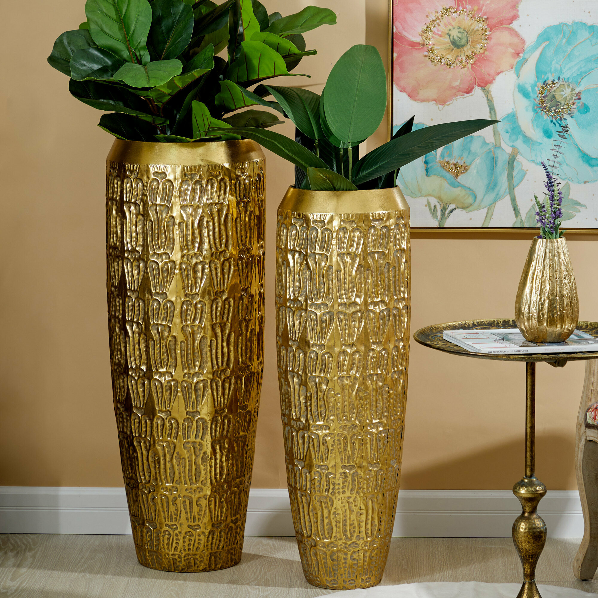 57-289 Вазы напольные, набор 2 предмета 39х39х104; 32х32х95см, Glasar